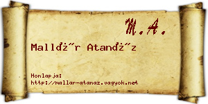 Mallár Atanáz névjegykártya